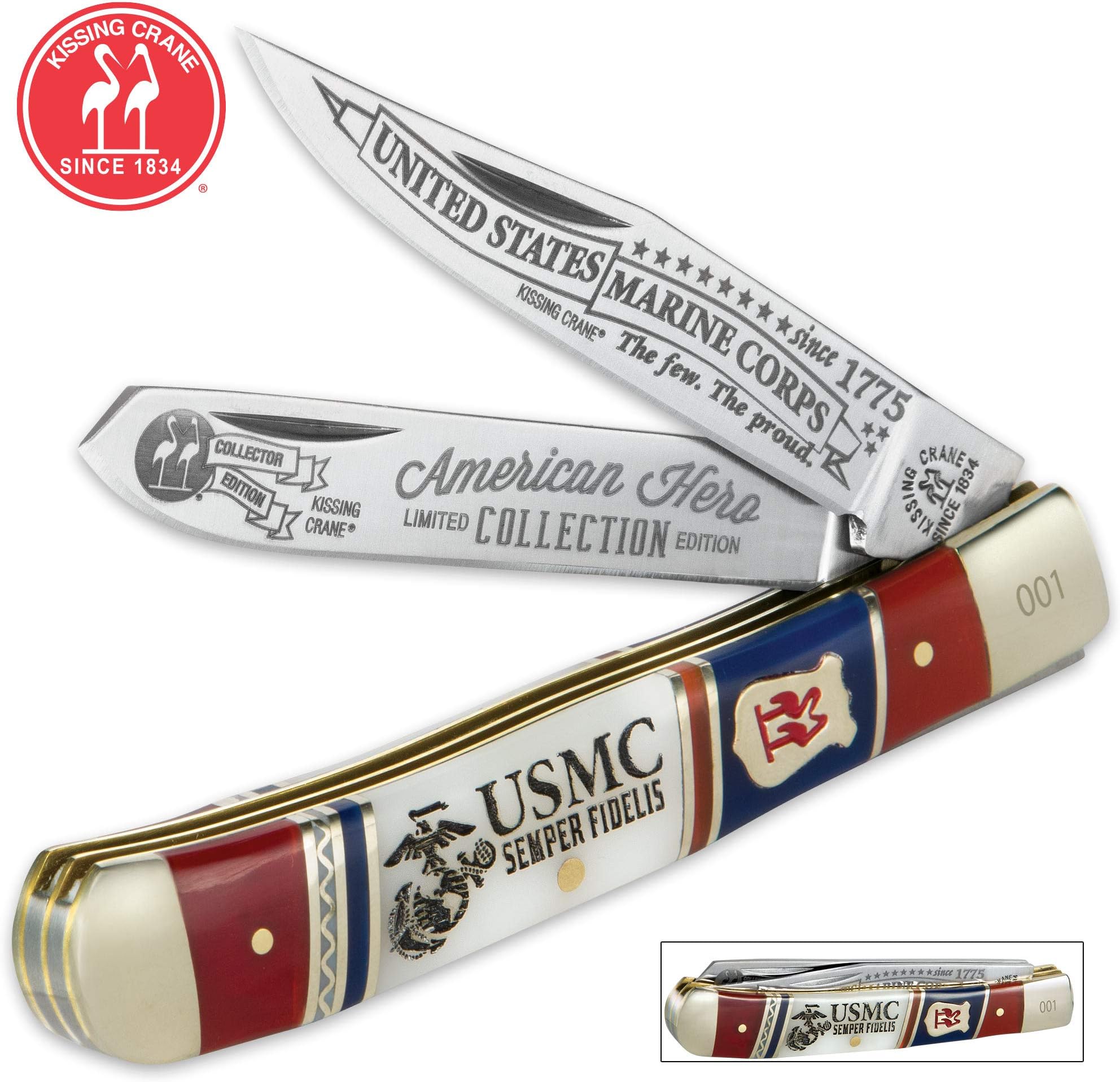 Kissing Crane USMC Trapper Pocket Knife/Folder