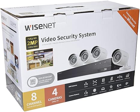 Samsung SDH-B74043BF Überwachungskamera-Set (8 Kanäle, 4 Kameras) Weiß