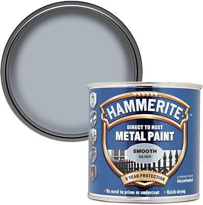 Hammerite Direct to Rust Metal Paint Smooth Silver 250ml – Rust Protection