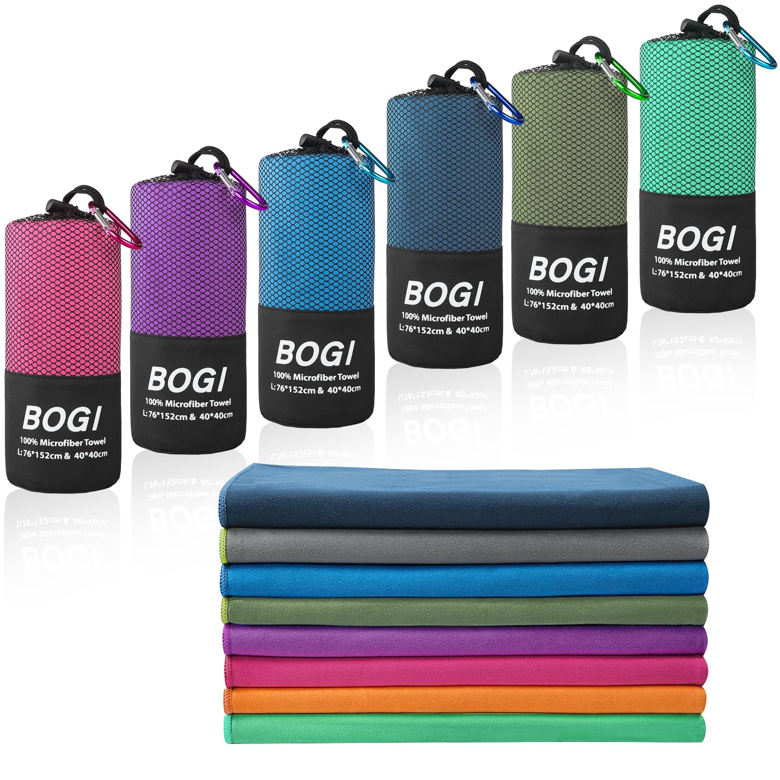Photo 1 of BOGI Microfiber Travel Sports Towel-Quick Dry Travel Towel,Soft Lightweight Absorbent Compact Sports Towel for Camping Gym Beach Bath Yoga Swimming Backpacking (M:40''x20''-AGreen)