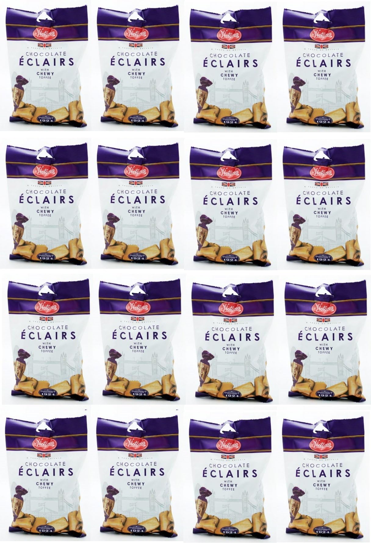 Victoria Chocolate Eclairs with Chewy Toffee 250g - Pack of 12