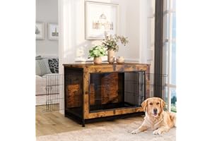 FURLINKHM Wooden Dog Crates for Large Dog, Dog Kennels and Crates Heavy Duty End Table with Removeable Tray and 3 Door for Small Medium Large Dogs Cage