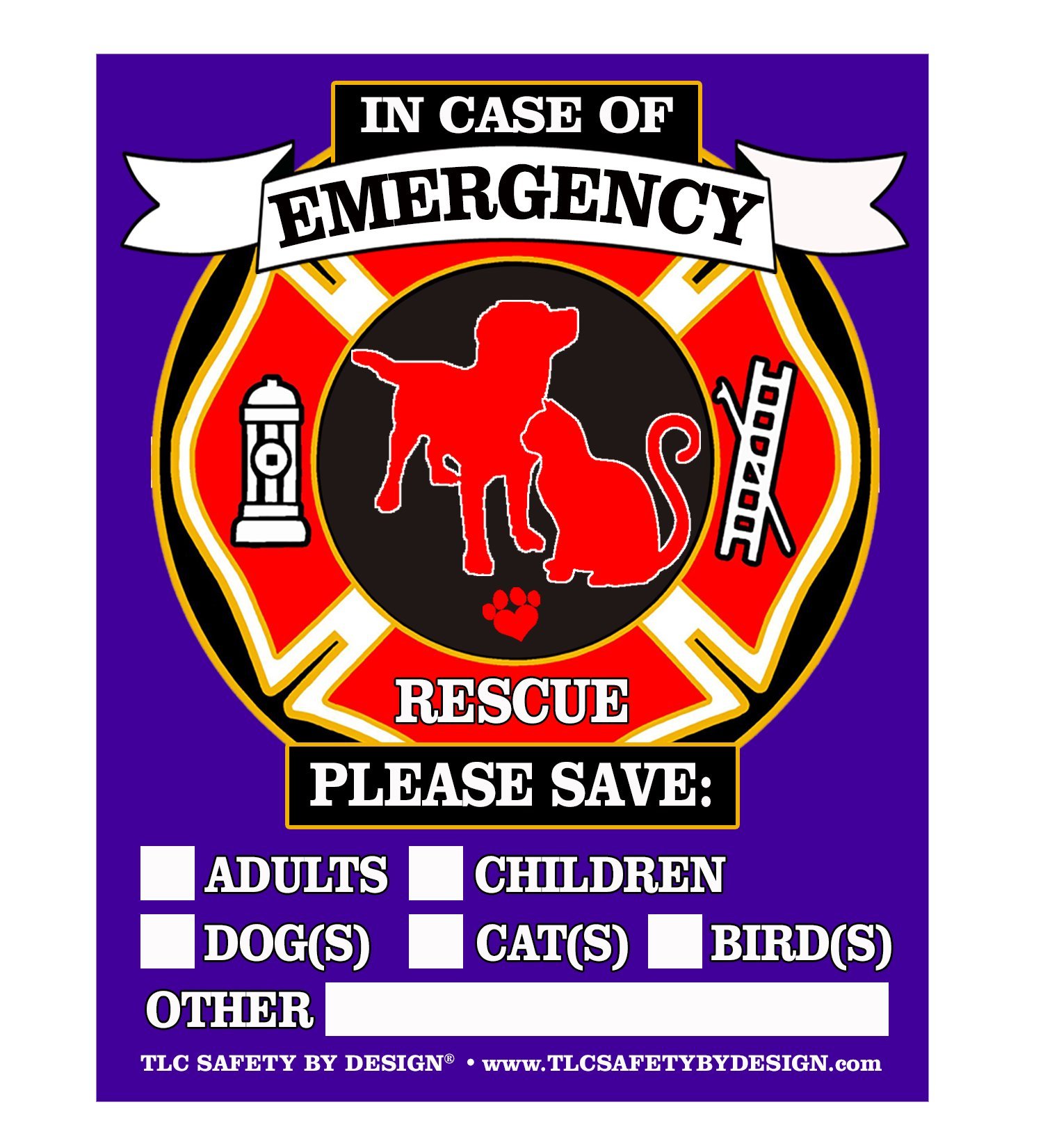 Buy PET FIRE Rescue Trademarked Safety Alert Emergency Pet Dog Cat 4" x
