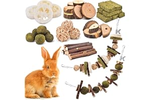 KATUMO Rabbit Chew Toys, 74 PCS DIY Hamster Chew Kit Bunny Teeth Care Molar Toys Ideal for Rabbit, Guinea Pig, Chinchilla, Hamster, Squirrel, Gerbils Etc Small Rodent Pets' Teeth Grinding