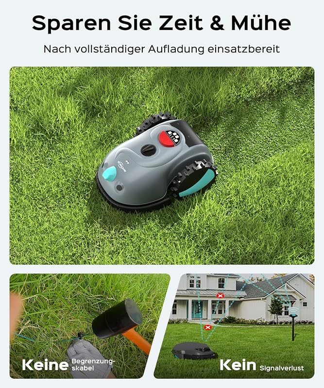V100 Mähroboter ohne Begrenzungskabel, KI Vision, Empf. 150 m²