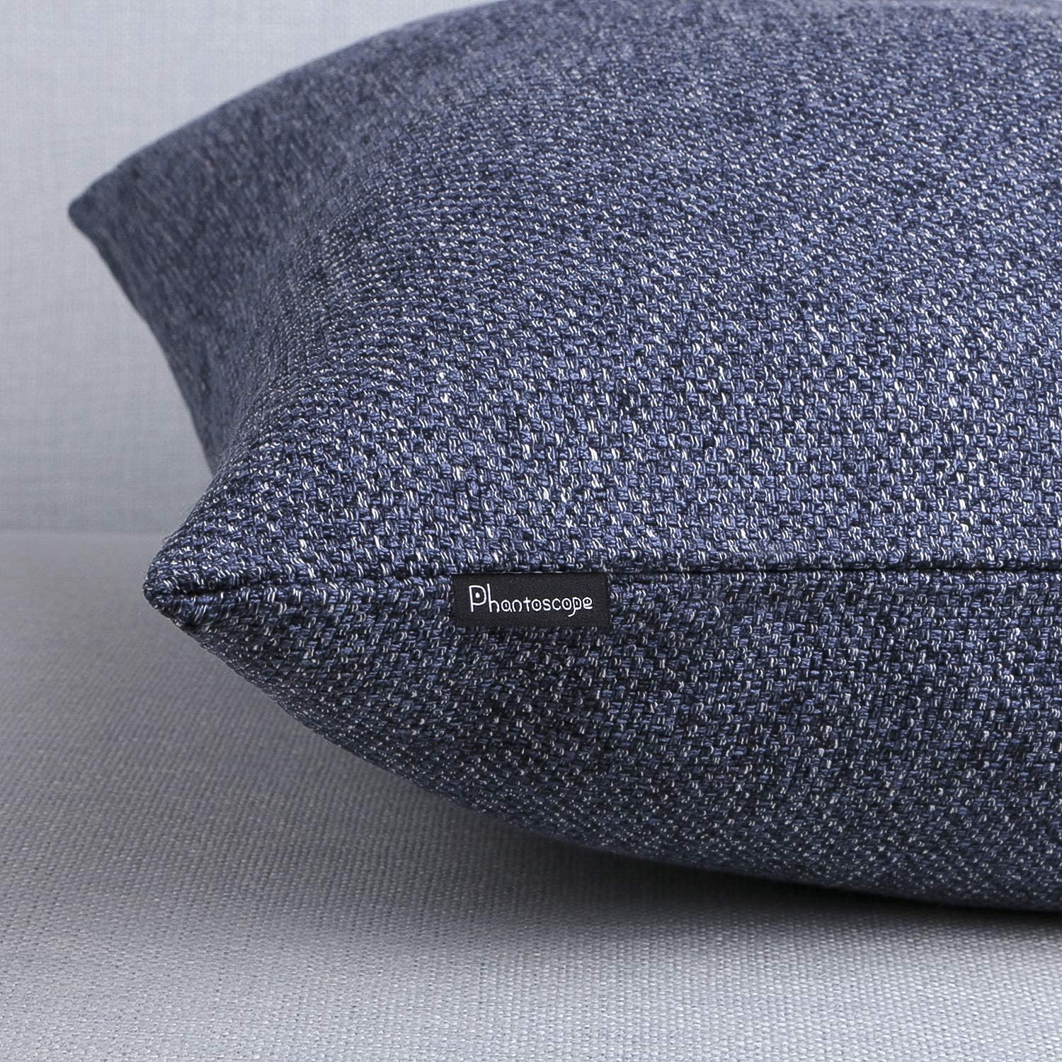 Phantoscope Farmhouse Throw Pillow Covers Triple Button Vintage Linen Decorative Pillow Cases for Couch Bed and Chair Navy Blue, 18 x 18 inches 45 x 45 cm, Pack of 2: Home & Kitchen