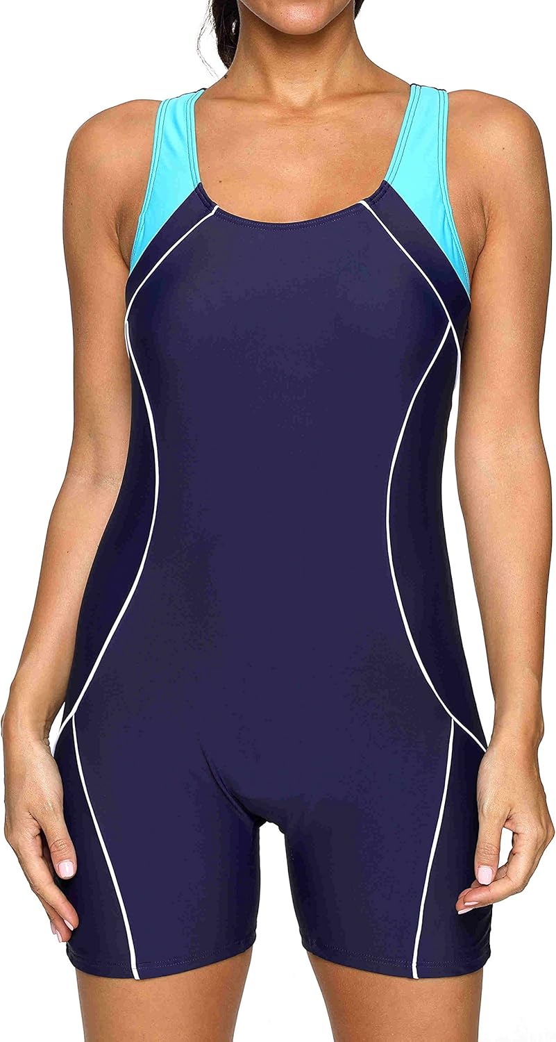 beautyin Athletic Boyleg One Piece Swimsuit for Women Racerback Sports