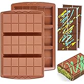 KASHME 2 Pcs Chocolate Bar Mold Deep Large Chocolate Molds Silicone Break Apart Thick Silicone Molds for Candy Bar (10 Snap）