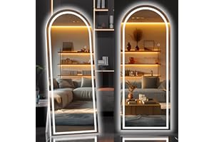 Hasipu 79" X 36" Full Length Mirror with Lights, White Frame Arch Led Mirror Full Length and 3 Colors Temperatures & Brightness Adjustable,Light Up Mirror Full Body for Bedroom Cloakroom Living Room
