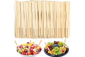 300 Pcs Bamboo Appetizer Forks, 3.5" Disposable Wooden Toothpick Fork for Charcuterie Boards, Natural Mini Food Picks for Fru