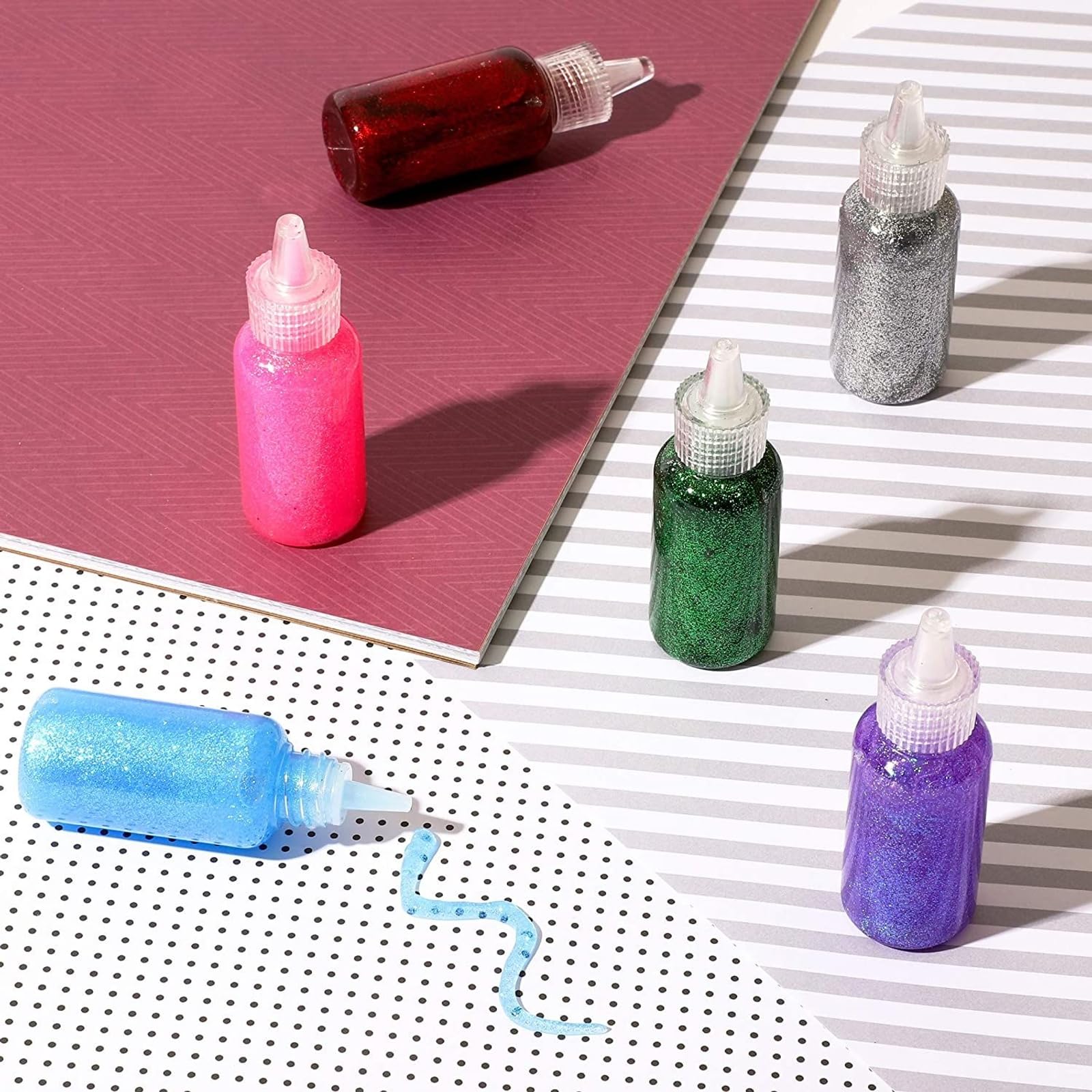 Bright Creations Glitter Glue for Crafts - 12-Pack Easy-Squeeze 20 ml Bottles - Neon Metallic Colors & Washable Easy Clean-Up
