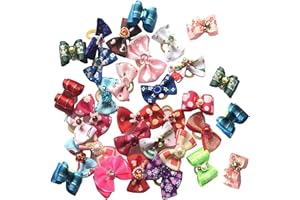 Carykon 40 Pack Pet Hair Bow with Rubber Bands for Yorkie Small dogs- assorted colors (Cute)