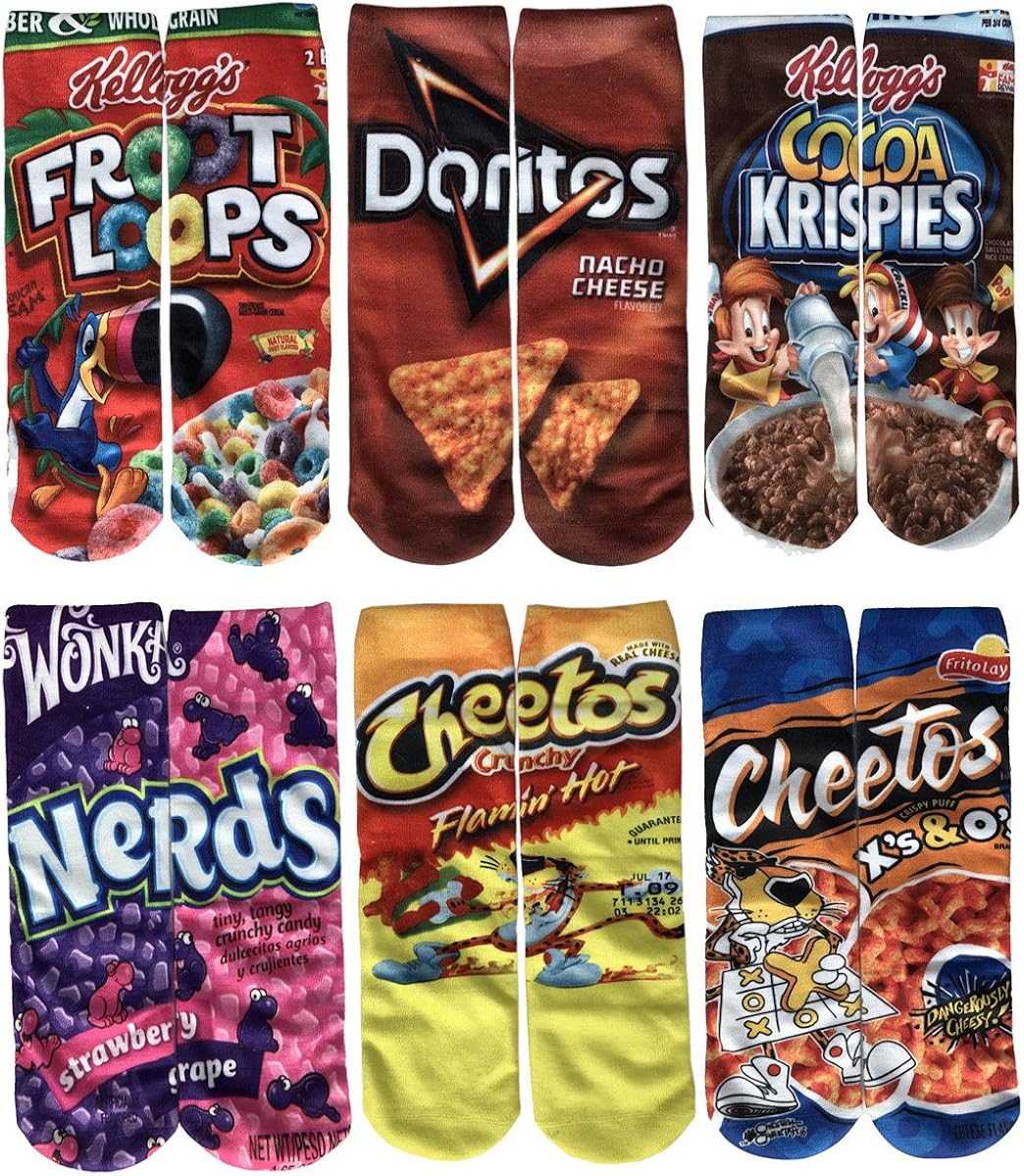 Beautyu Womens Fashion Funny Crazy Novelty Cartoon Food Print Cool Ankle Tube Socks