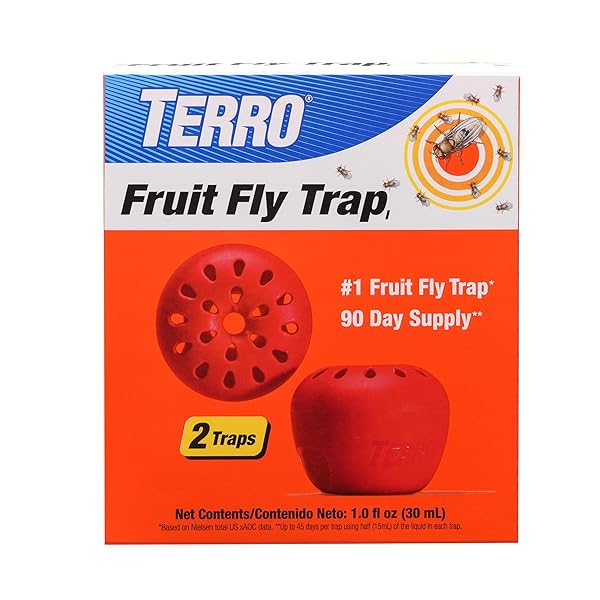 TERRO T2502 READY-TO-USE INDOOR FRUIT FLY TRAP WITH BUILT IN WINDOW – 2 TRAPS + 90 DAY LURE SUPPLY