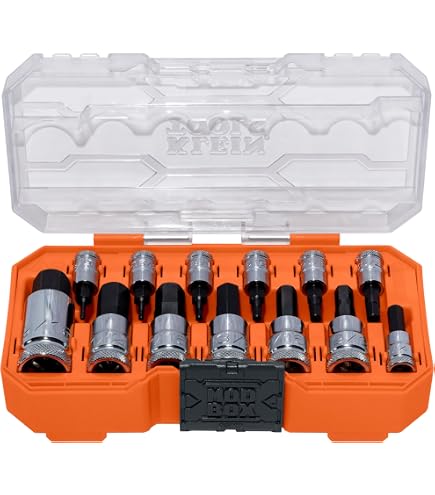 Klein Tools 65213HEXM Knurled Hex Bit Socket Set, 1/4, 3/8 and 1/2