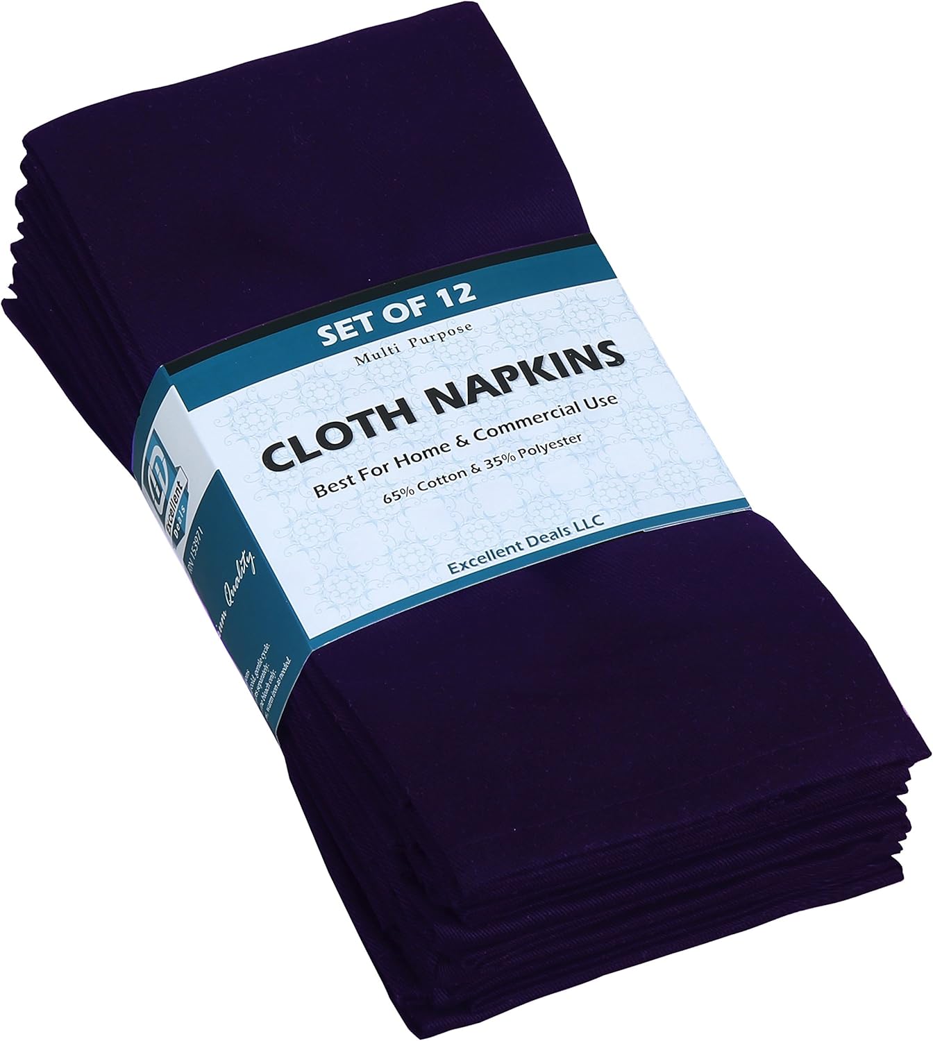 Excellent Deals Cloth Napkins (12 Pack, Blue), 18 x 18 inches Fabric Napkins, Poly-Cotton Dinner Napkins - Durable Restaurants Napkins - Easy Clean Washable Banquets Napkins.: Kitchen & Dining