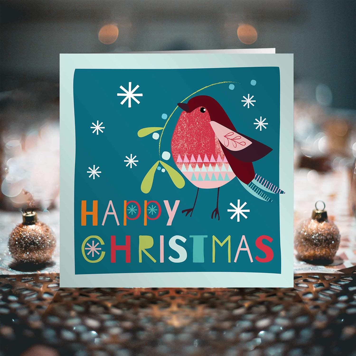 Christmas cards pack, Robin Happy Christmas, 10 Christmas cards 2025 with 10 white envelopes, Designed - Image 3