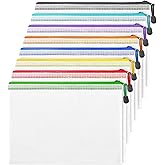 Oleyzee 8pcs Mesh Zipper Pouch Bags, A4 mesh Bags with Zipper, 8colors Waterproof Zipper Pouches for Organizing, Travel, Offices and Home