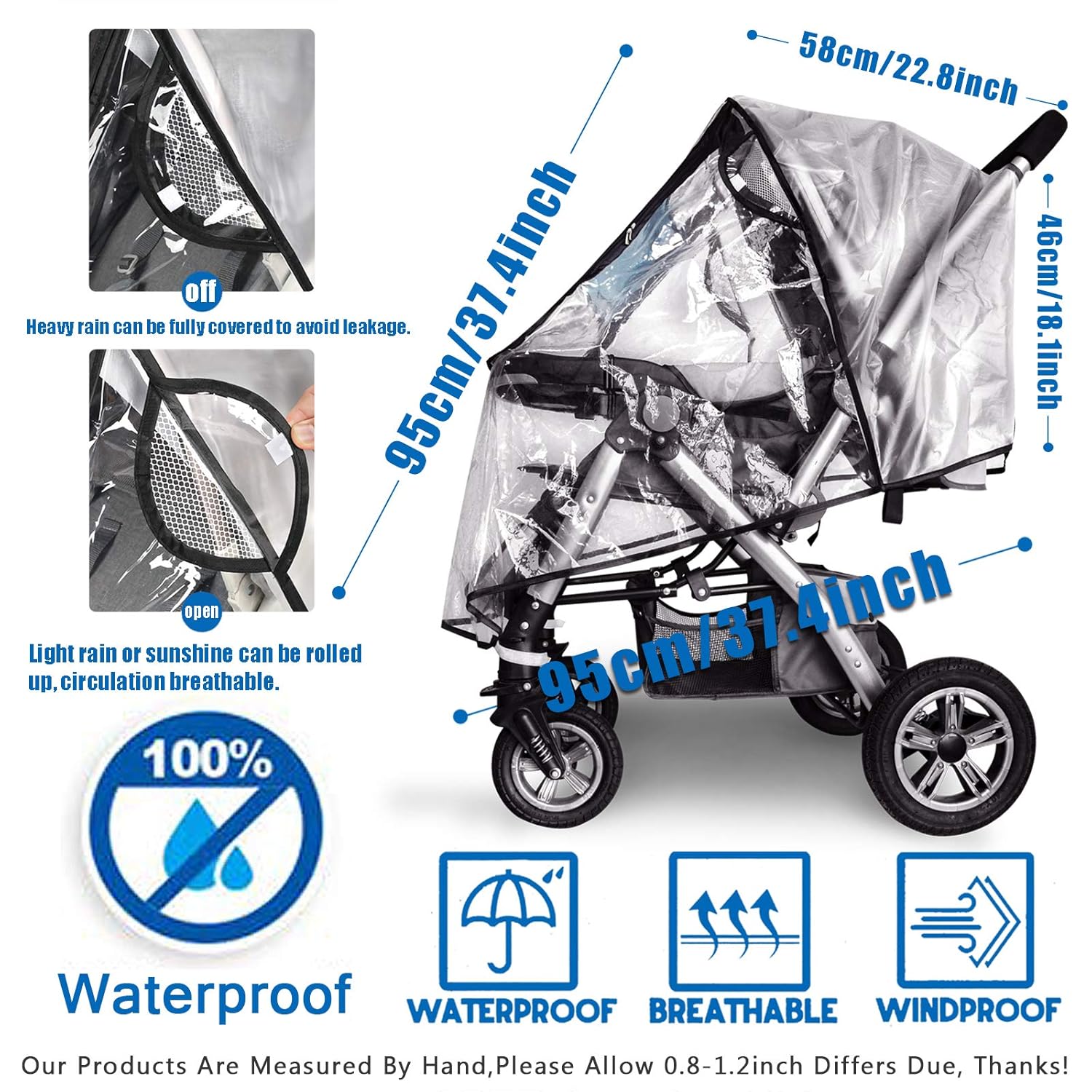 Stroller Rain Cover, Universal Stroller Accessory, Waterproof, Windproof Protection, Protect from Dust Snow, Baby Travel Weather Shield : Baby