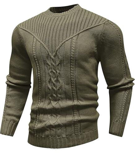 SAVKOOV Men's Shawl Collar Pullover Sweater Casual Button Cable