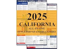 KIKIGO 2025 California State and Federal Labor Laws Poster - OSHA Workplace Compliant 24" x 36" - All in One Required Posting -(English & Spanish Combo) Legal Forms