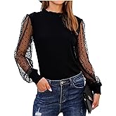 Blooming Jelly Womens Mock Neck Tops Keyhole Dressy Casual Blouses Polka Dot Long Sleeve Fall Outfits 2026