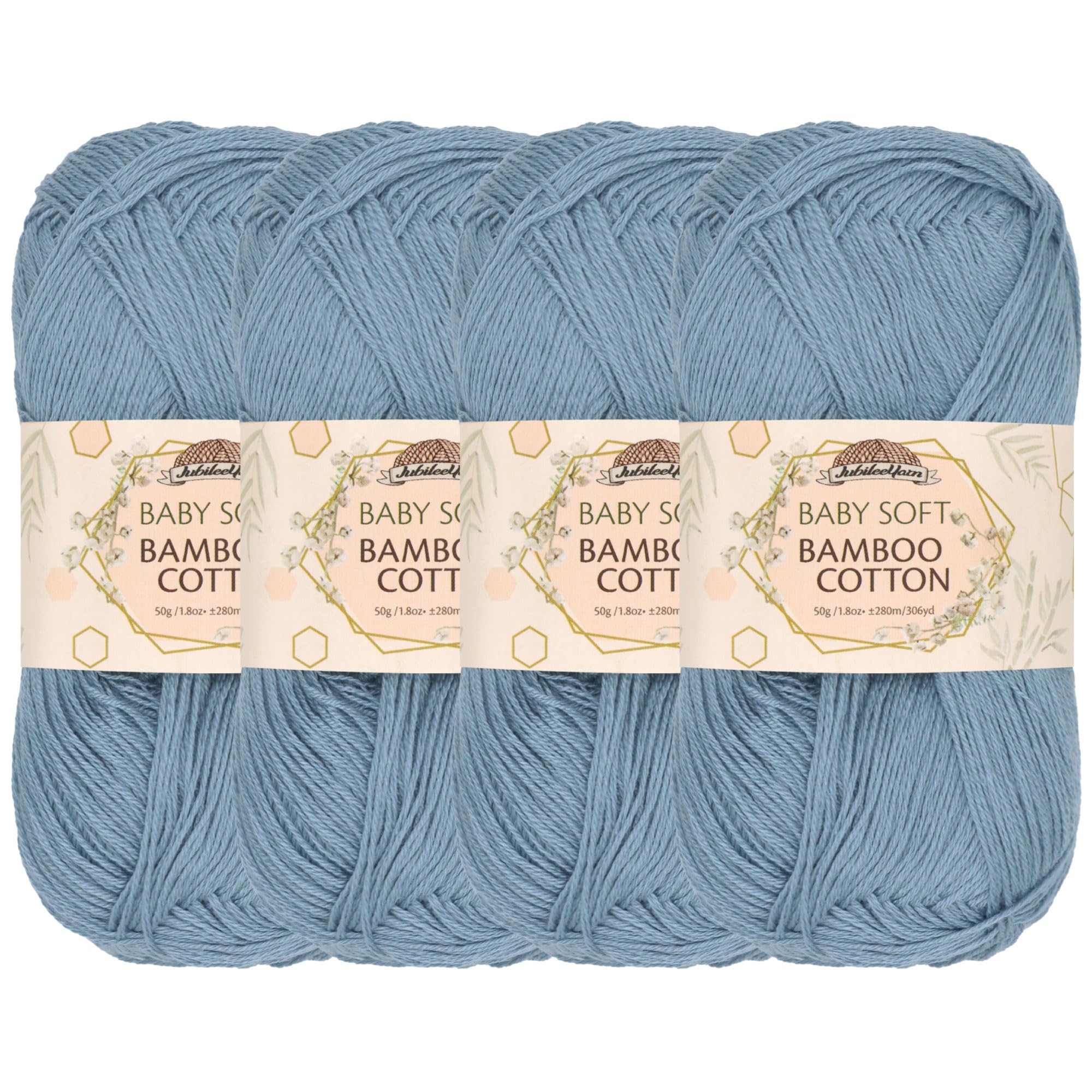 JubileeYarn Baby Soft Bamboo Cotton Yarn - 50g/Skein - Faded Glacier Blue - 4 Skeins — image 1