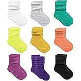 MINI PANDA Toddler Socks - Long Crew Socks for Girls 4-8 Years, 9 Pairs