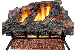HEARTH SENSE HearthSense MO24HVL Natural Gas Vented Fireplace Logs Set with Match Light, 55000 BTU, Heats up to 2000 Sq. Ft, Mountain Oak, 24 Inches