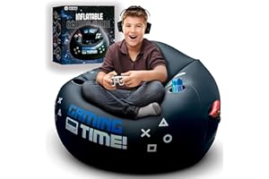 FRANFUSION Inflatable Gaming Chair for Kids & Teens with Cup Holders and Side Pocket - This Air Gaming Bean Bag Chairs for kids is The Perfect Furniture for Gamer Room Decor - Perfect Gaming Stuff for boys 4-12