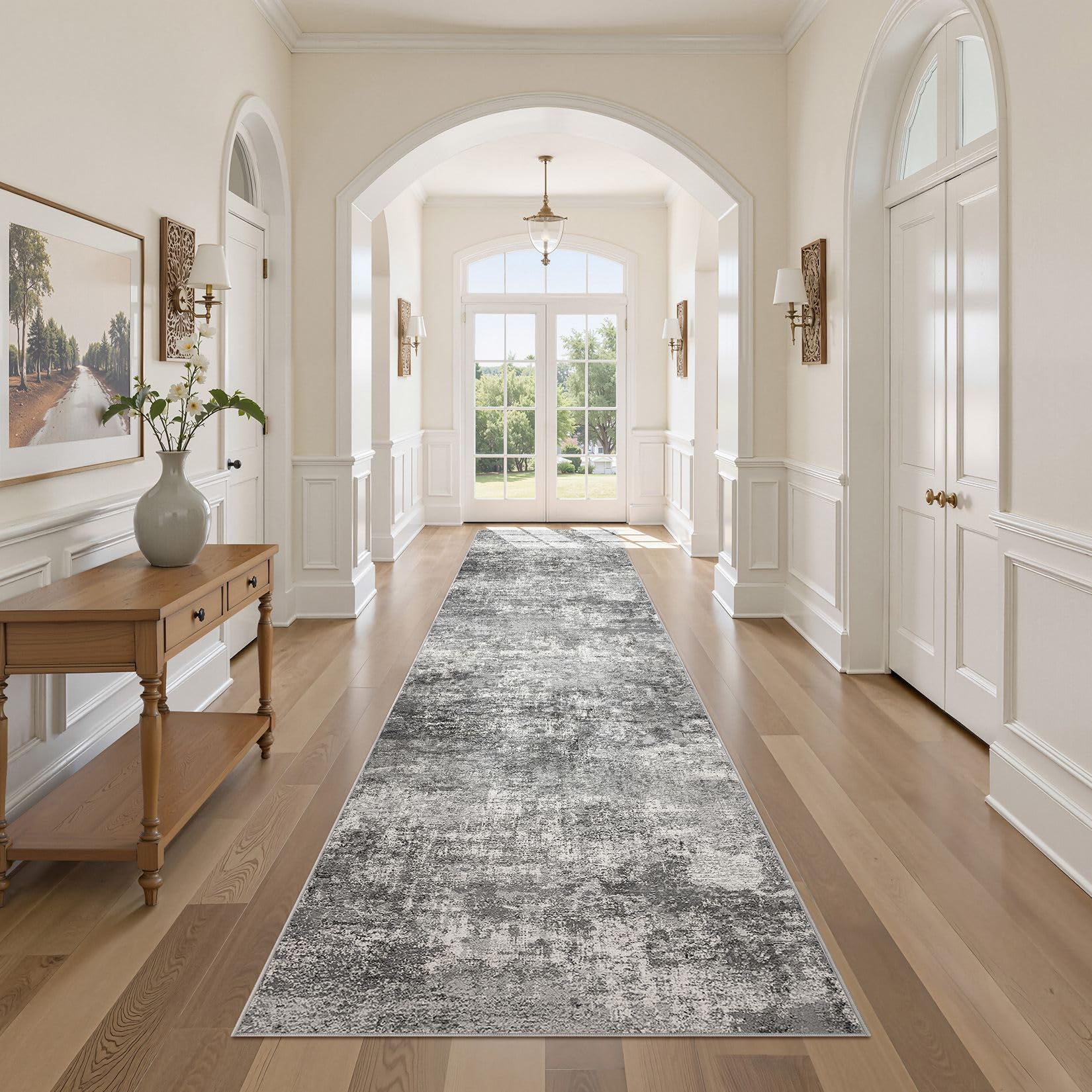 Photo 1 of DMOYEST ?3x12 Washable Runner Rug for Hallway Kitchen Low Pile - Abstract Carpet Runner for Entryway Bathroom Laundry Room Bedroom Dining Room Indoor Floor Mat - Grey