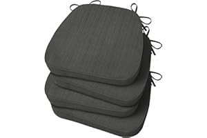 Basic Beyond Chair Cushions for Dining Chairs 4 Pack, D-Shaped Kitchen Chair Cushions with Ties Set of 4, 2.5" Thick Seat Cushions for Dining Room/Kitchen Chairs, 17" x 16", Dark Grey