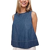 Xiaoxuemeng Womens Denim Top Y2K Sleeveless Jean Tank Tops for Women Crewneck Loose Fit Denim Tank Tops