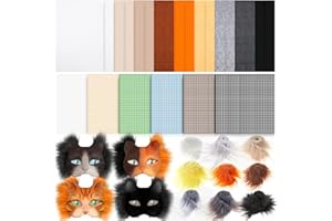 Seenelling DIY Therian Mask Kit Felt Fabric Faux Fur Strips Plastic Mesh Sheets for Therian Gear Stuff