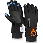 cycleacc Waterproof Winter Ski Gloves Thermal -10F°, 3M Thinsulate Thick Warm Gloves, Windproof Snow Glove Touch Screen Anti-Slip for Skiing Cold Weather Cycling Hiking for Men Women