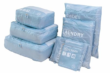 Packwürfel für Reise -7 Sets Koffer-Organizer Aufbewahrungstasche wasserdicht und leichtgewichtig - Koffer Kompressionsbeutel