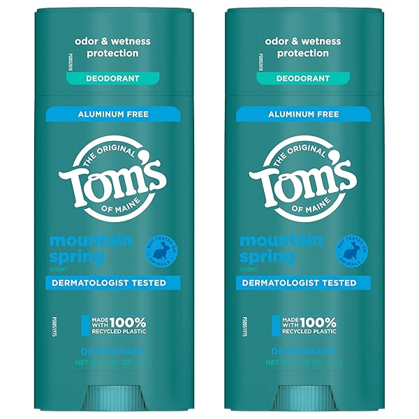 TOM’S OF MAINE MOUNTAIN SPRING NATURAL DEODORANT FOR MEN AND WOMEN, ALUMINUM FREE, 3.25 OZ, 2-PACK