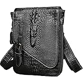 NIUCUNZH Genuine Leather Mini Messenger Bag Crocodile Embossed Small Crossbody Bag Shoulder Sling Bag