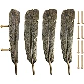 SCRTB 4Pcs Feather Drawer Knob Pull Handle Cabinet Drawer Pulls Cupboard Knobs with Screws for Home Office Cabinet Cupboard