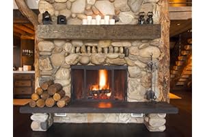 GENERIC J.H.Yoder Timbers 8" x 8" x 72" Solid Rustic Hand Hewn Fireplace Beam Mantels Handcrafted by Amish Artisans, Sustainably Sourced Pine (Barnwood Finish - Beam Only)