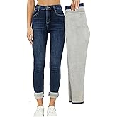 heipeiwa Women's Winter Jeans Fleece Lined Jeans Thermal Thick Skinny Denim Pants Slim Stretch Warm Jeggings