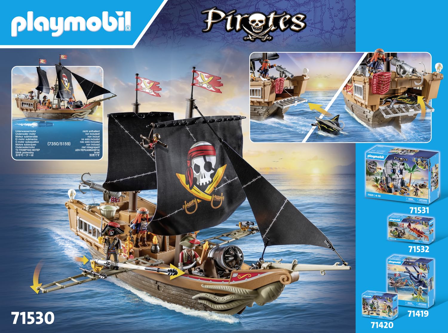 PLAYMOBIL Pirates 71530 Großes Piratenschiff, aufregende Seeschlachten und geheime Schatzsuchen auf hoher See, inklusive Kanonen, Geschossen und Anker, detailreiches Spielzeug für Kinder ab 4 Jahren 6