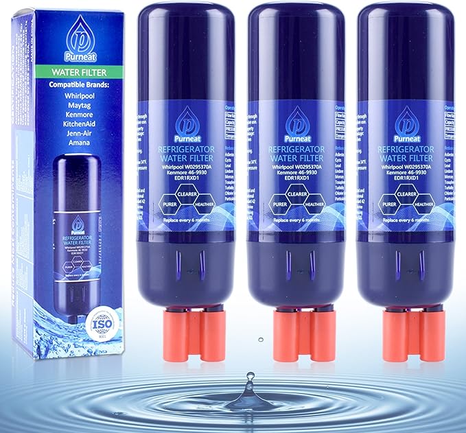 Purneat 3pack W10295370 Refrigerator Water Filter Replacement