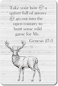 JP's Parcels Hunting Sign for Man Cave Decor-These Signs Have A Retro, Rustic, and Vintage Look and are Proudly Made in the USA JPTS148 Take your Bow and Quiver Genesis 27:3