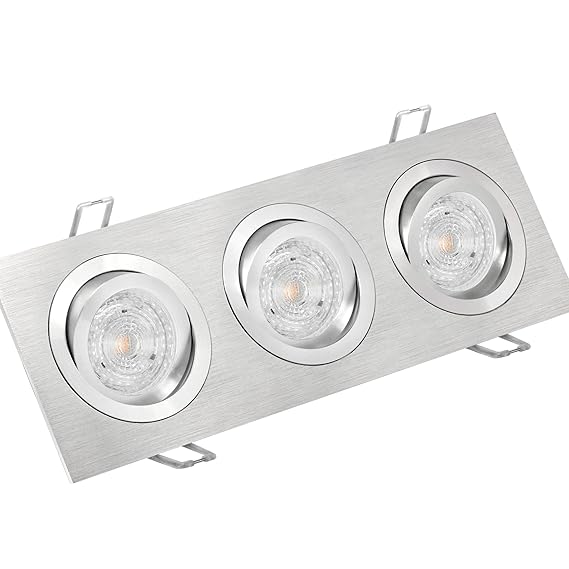 SSC-LUXon® 3-fach LED Einbau-Strahler QF-2.3 DIMMBAR mit 3x 4,6W OSRAM SUPERSTAR DIM warm-weiß | Oberfläche Alu gebürstet | T