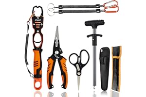 Selake 7 PCS Fishing Tool Kit - Fishing Pliers, Fish Lip Grip w/Weight Scale, Super Line Scissors, Hook Remover | All-in-One 