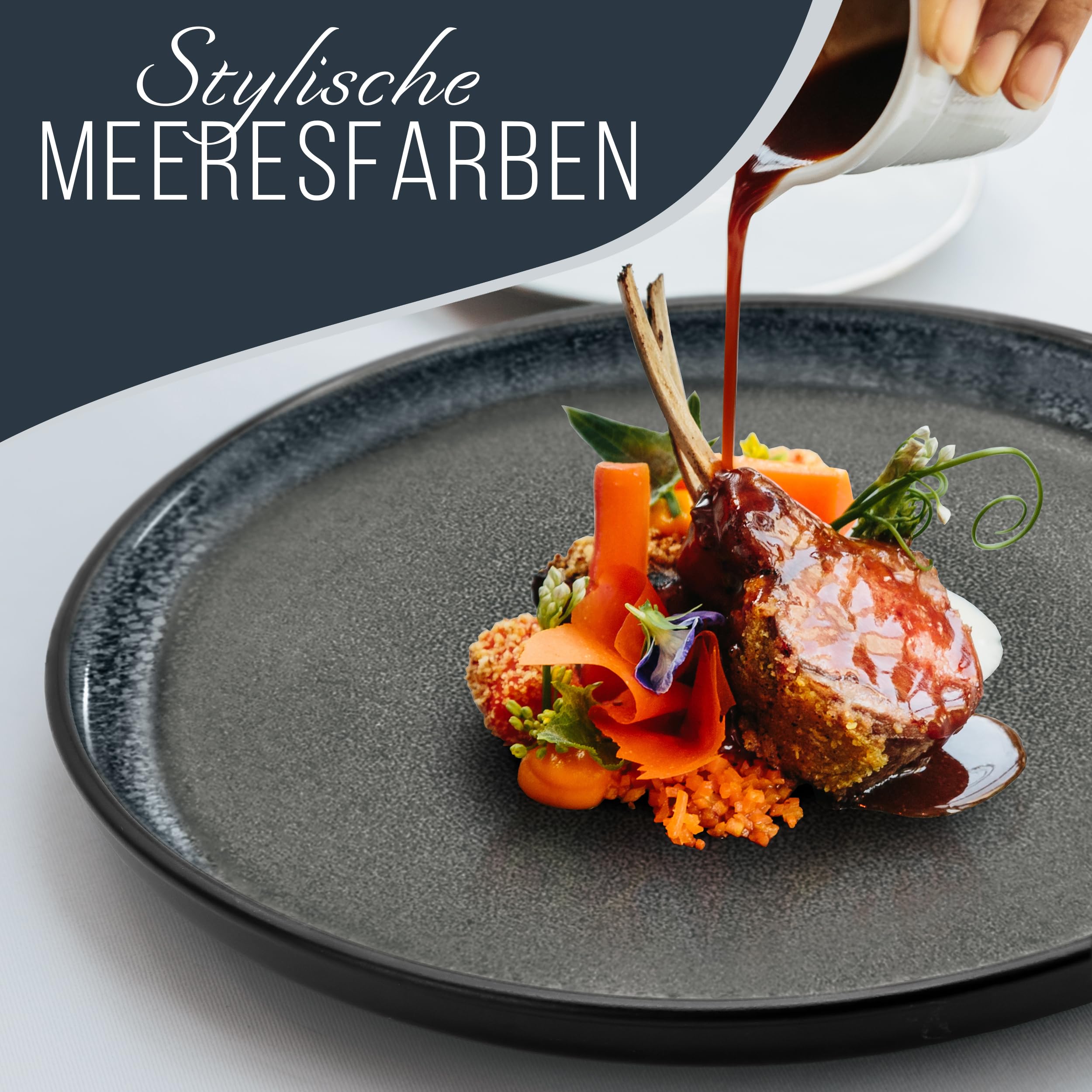 Steingut Geschirrset 6 Personen Ibiza 24 tlg. TESTSIEGER, Traumhaftes Mediterranes Steingut Geschirr Set, Schüssel- und Teller Set, Tafelservice 6 Personen, Geschirrsets Pure Living in Grau