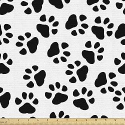 Ambesonne Paw Print Fabric by The Yard, Animal Feet