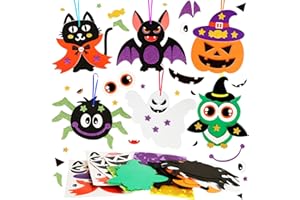 Fennoral 12 Pack Halloween Craft Kit for Kids Make You Own Halloween Foam Stickers Arts and Crafts DIY for Kids Boys Girls Party Supplies Halloween Decoration