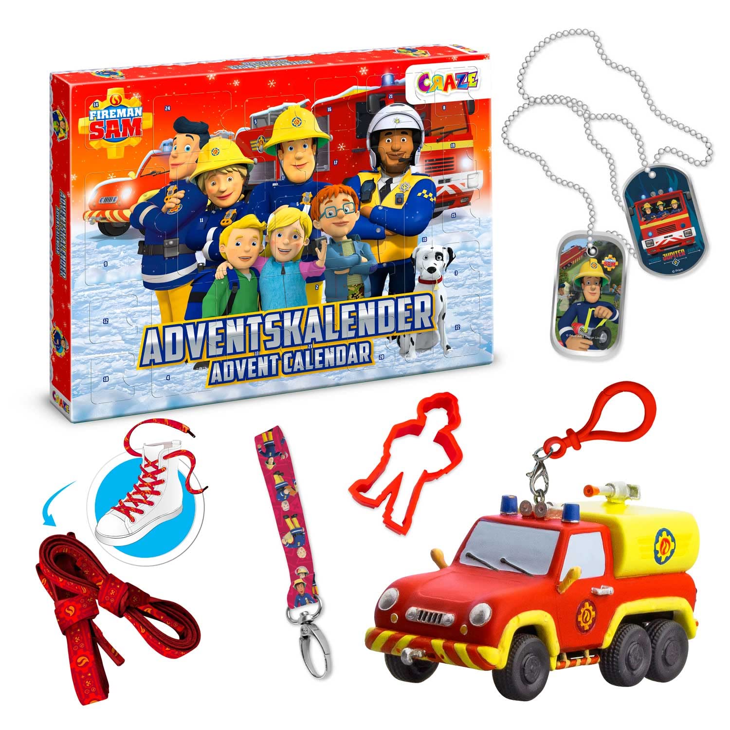 CRAZE Fireman Sam Advent Calendar for Children, Advent Calendar Boys with Fire Brigade Toy for Children